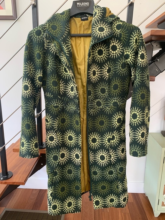 Desigual Jackets & Blazers - Desigual Vintage Psychedelic Dark Green Coat with Yellow Circular Print